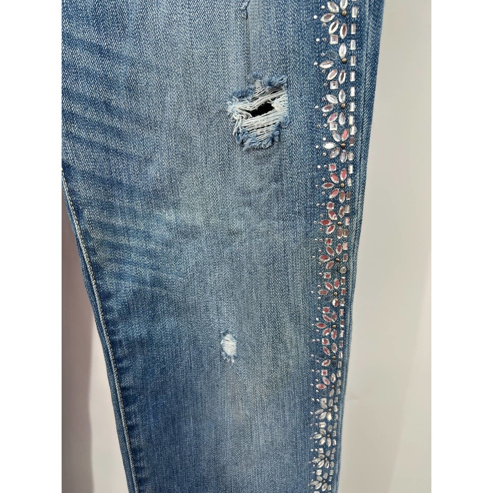 Abercrombie & Fitch Y2k Rhinestone Embellished Distressed Skinny Jean Sz 30/10 - Picture 6 of 10